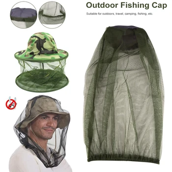 Casquette de pêche en plein air, filet anti-moustiques pour le visage, chapeau anti-insectes, filet à tête en maille anti-insectes, protection qualifiée ale, casquette de voyage et de camping 1