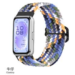 Adjustable Braided Solo Loop Elastic Nylon Strap Bracelet for huaweiband 11Pro (Denim)