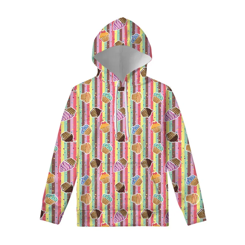 thumbnail image 1 of Sudadera con capucha con estampado 3D de cupcakes y comida de dibujos animados para hombre, sudadera con capucha de manga larga para primavera y otoño, sudaderas para niños, sudaderas holgadas de call, 1 of 4