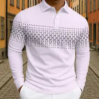 Polo de Golf géométrique à manches longues pour hommes, vêtements quotidiens, imprimés en 3D, boutons respirants, hauts d'automne et d'hiver 2025 3