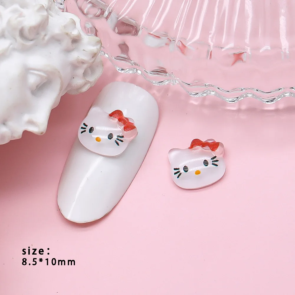 20pcs HelloKittys Charms for Acrylic Nail Kawaii Nails Jewelry Rhinestone Gems for Manicure Supplie DIY Nails Decor Accessories