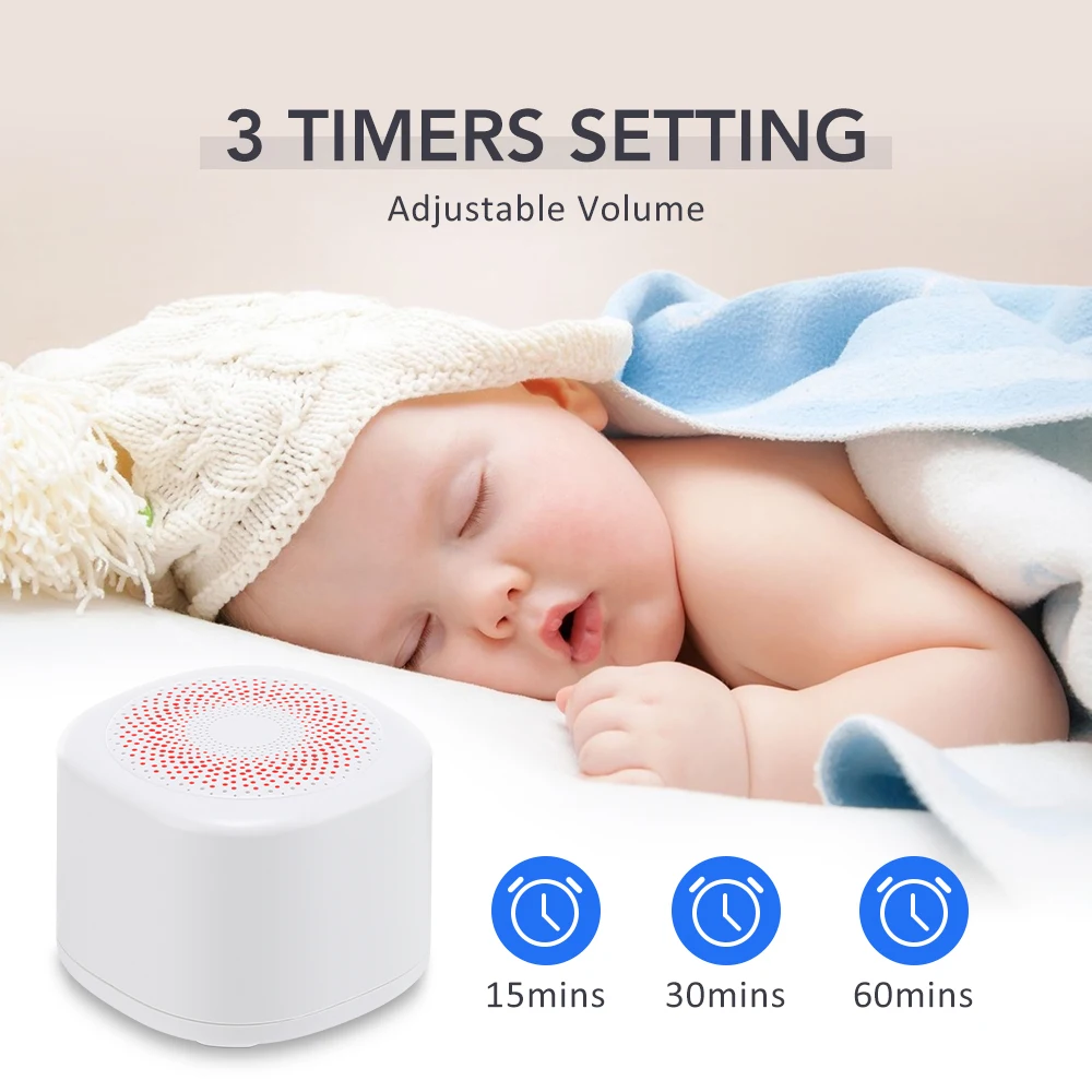 Mini Noise Sound Sleep Aid Device Portable Sleep Therapy Machine with 10 Soothing Sounds 7 Light Colors Rechargeable Kids Adults
