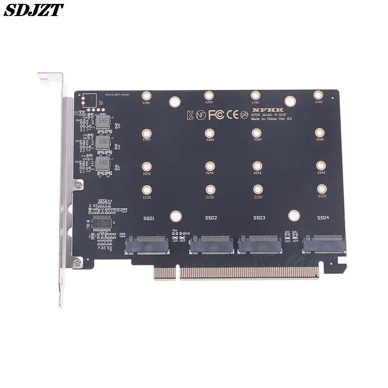 

PCIE 4.0 5.0 X16 To 4-port NVMe M.2 NGFF SSD Adapter Card