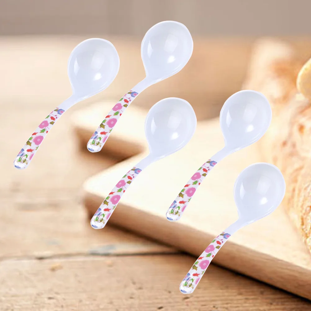 5 Pcs Soup Spoon Telephone Network Pliers Wiper Film Handle Exquisite Scoop Kitchen Utensil Anti-fall