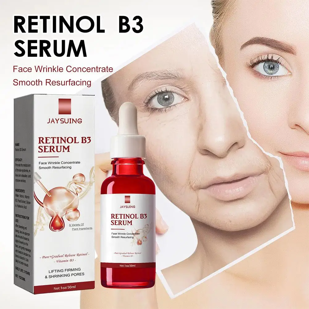 Facial Serum Retinol B3 Wrinkle Remover Instant Firming Lifting Anti-Aging Fade Fine Lines Whitening Skin Care