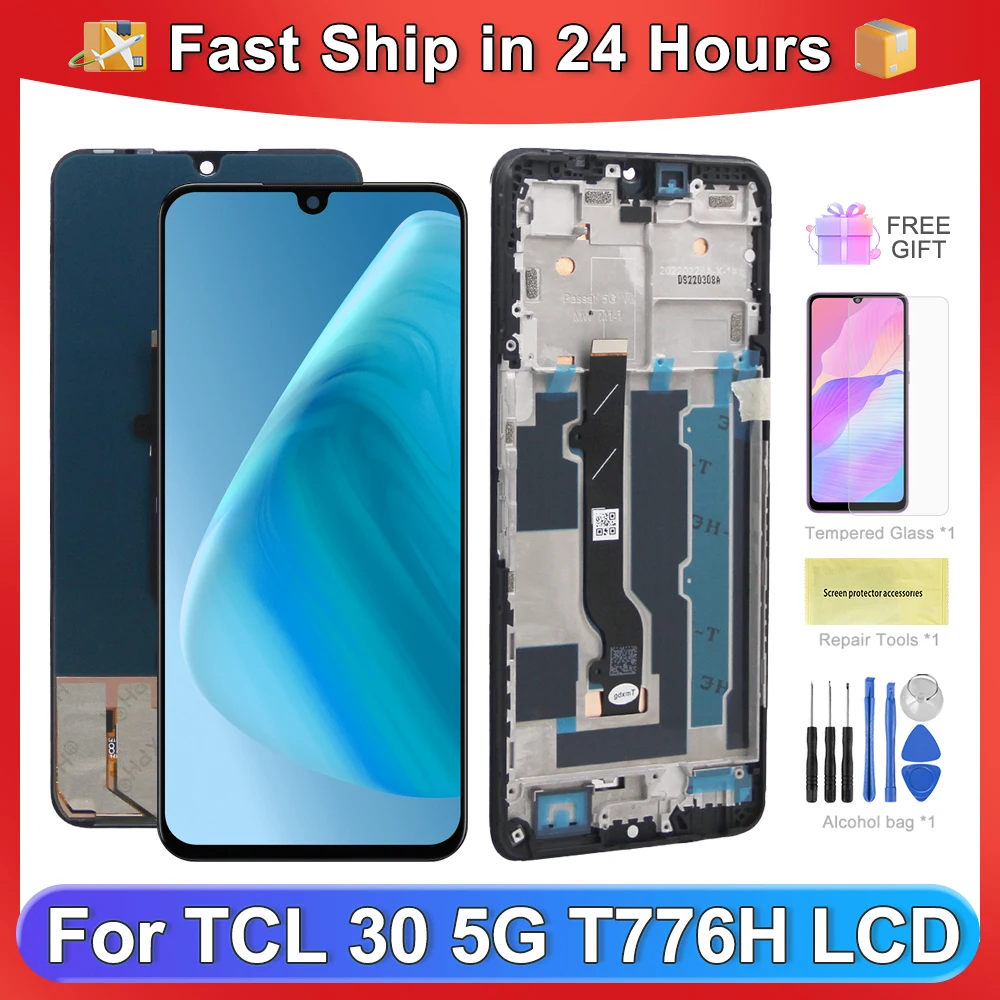 

TCL 30 5G 6.7" Original For TCL30 5G T776H Display Screen Touch Panel Digitizer Assembly Replacement TCL 30 5G T776H With Frame