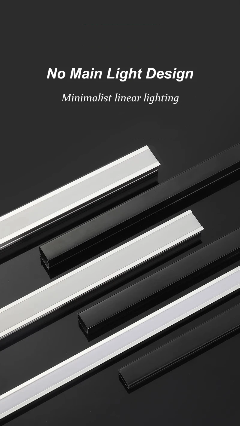Description Picture 3 of item0.5/1M/2M Led Aluminum Profile Channel Diffuser Holder U/v/w Shape Black/silver Linear Light Bar Ceiling Wall Corner Lighting