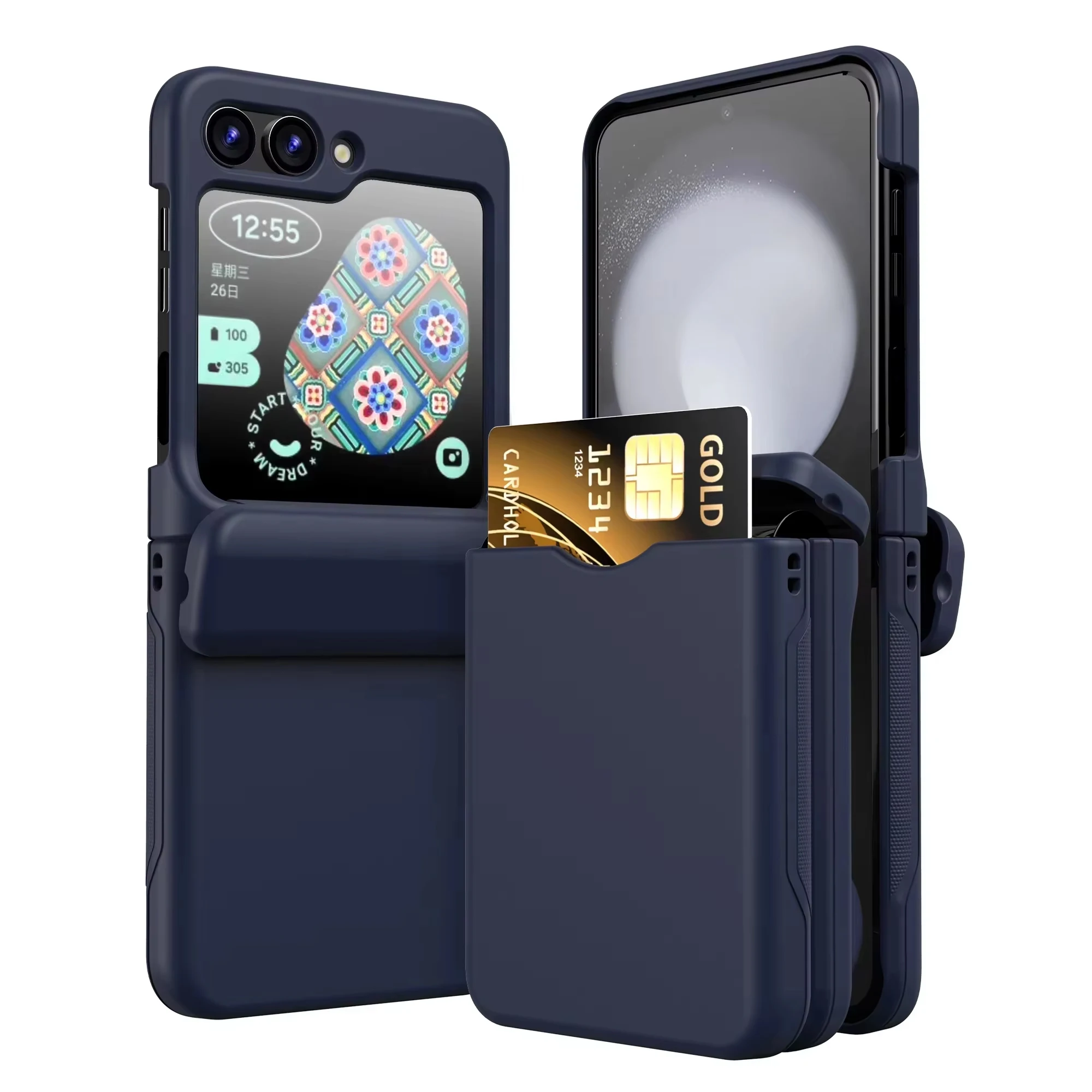 Shockproof Flip Cover Card Holder Phone Case with Fall Protection