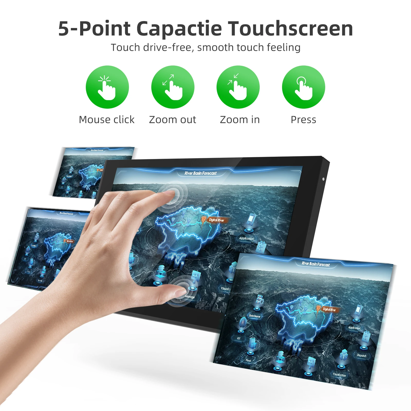 Raspberry pi Tela Polegadas 1024x600 Ips Mini Portátil Hdmi Monitor de Pontos Capacitivo Tela Sensível ao Toque para Banana pi Win7 10 11 Tela Toutch Screen Monitor Xbox Series x Monitor Portátil Monitor Gamer - Imagem 6