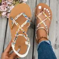 Sandales de plage légères et tendance pour femmes, grande taille, nouvelle collection été, bout rond, confortables, style décontracté, sandales à bouche de poisson 5