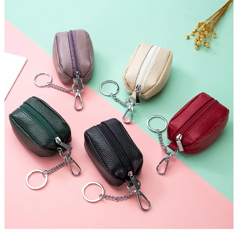 Keychain Zipper Pouch New Genuine Leather Key Pouch Porta Chave