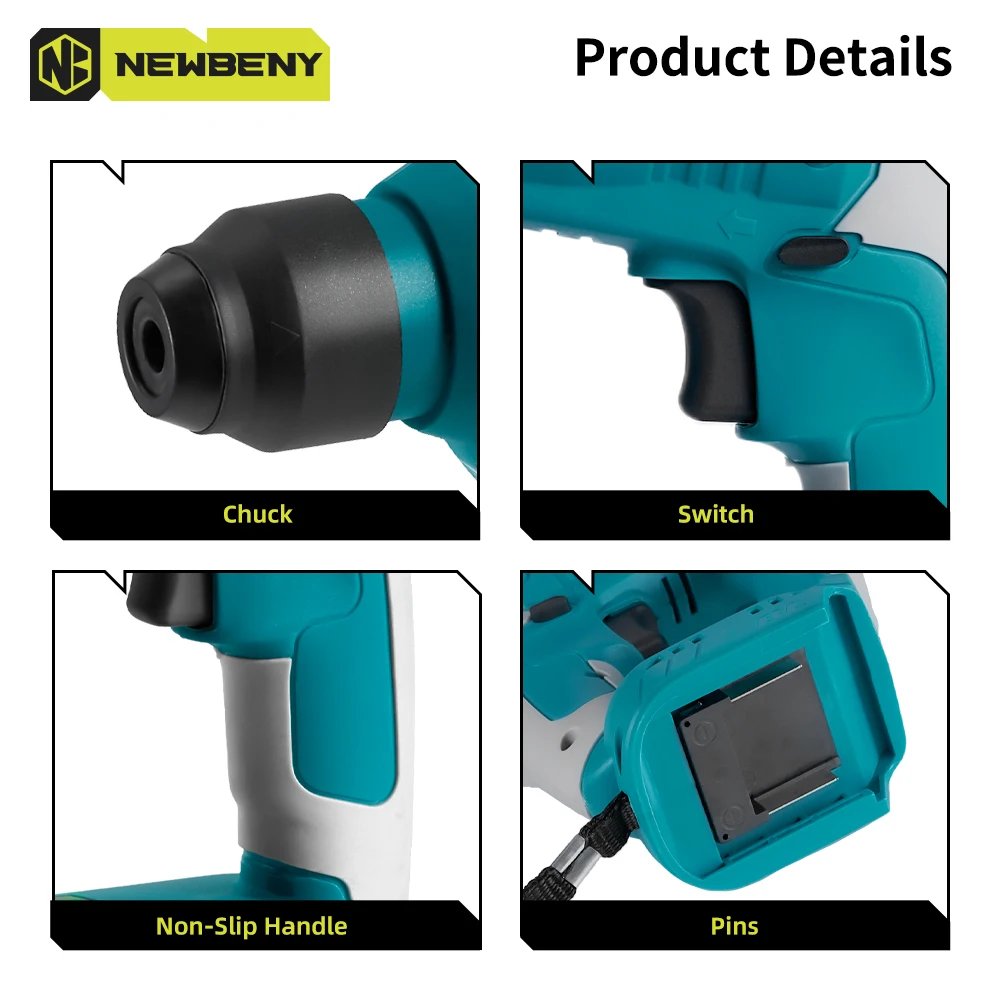 NEWBENY 10mm Mini Brushless Electric Hammer Drill 2 Modes Cordless Efficient Impact Drill Power Tools For Makita 18V-21V Battery 4