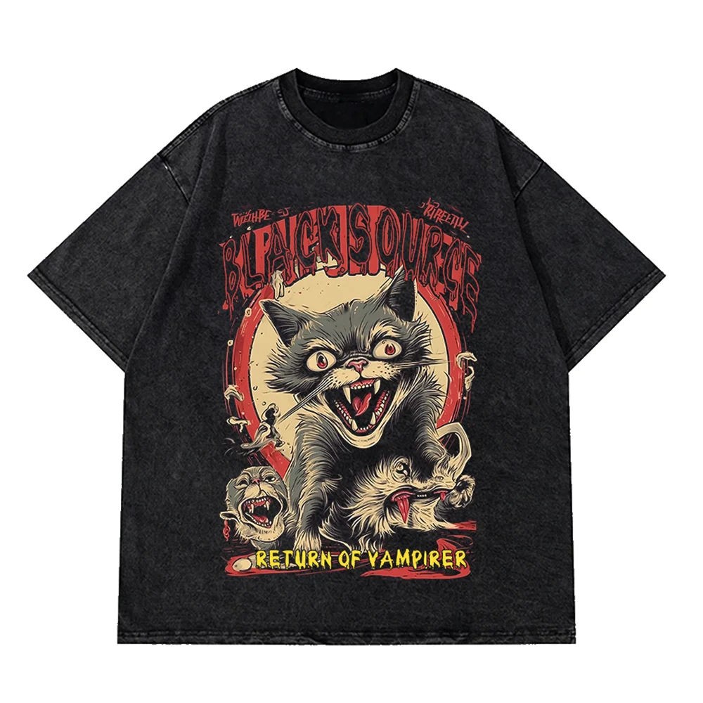 

Fashion Cat Print Men's T-Shirt Casual Loose Comfortable Men's Short Sleeve Fashion Harajuku Scare Luxury Oversized T-Shirt Tops