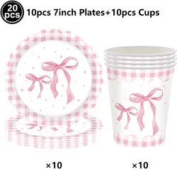 Elegant Pink Bow Cake Toppers - Princess - Themed Party Decorations (20pcs set)