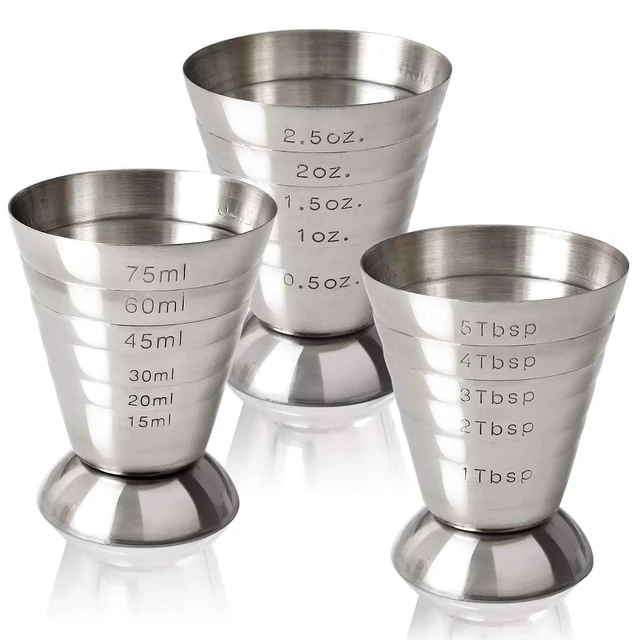 1oz/2oz Stainless Steel Cocktail Jigger Shot Glass Measuring Cup