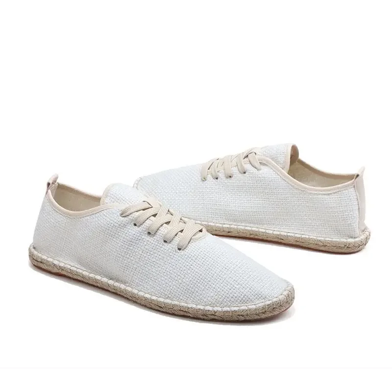 Summer Linen Breathable Casual Flats Shoes Mens Espadrilles Loafers Fashion Men Canvas Shoes Casual Fisherman Driving Footwear