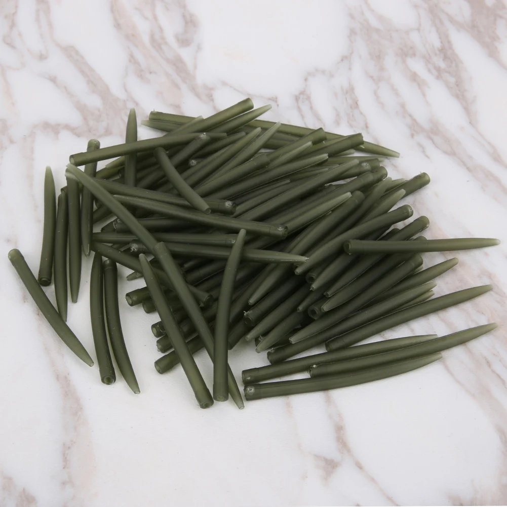 20/50/100pcs 53mm Anti Tangle Rubber Sleeves Connect with Fishing Hook Carp Coarse With Fishing Hook Sleeves Rubber Tip Tube