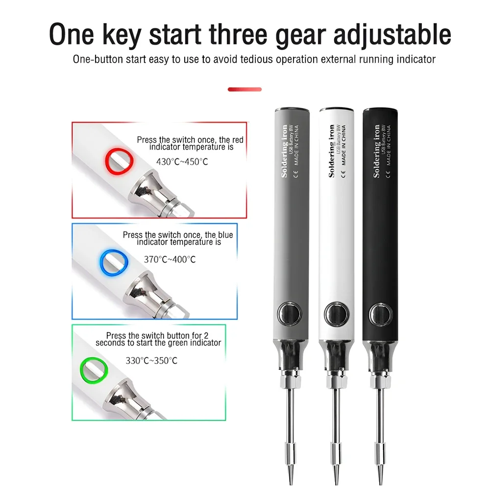 Cordless Soldering Iron Tool Pen Portable USB 5V 8W Electric Powered Kit Rechargeable and Temperature Adjustment soldering iron electric soldering iron soldering iron kit soldering iron set