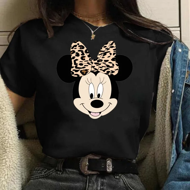 Minnie Mouse Camiseta Mickey Animal Print Tshirt Leopard Minnie