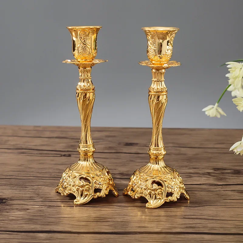 

Candelabro de Metal para decoración del hogar, candelabro de oro y plata, envío directo, Europa, 2 piezas