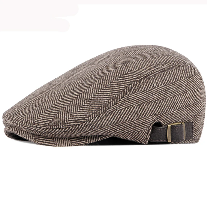 Men Berets Autumn Winter Wool Hat Striped Flat Cap Artist Painter Hat Male Adjustable Beret Cap beret hat,woolen beret
