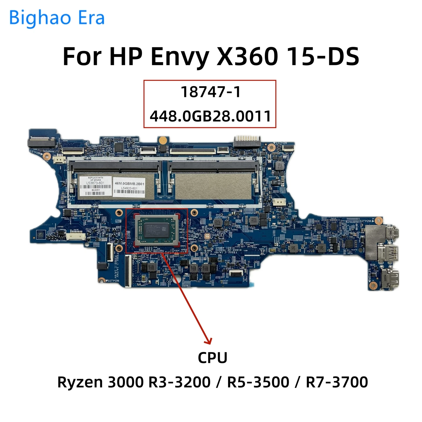 

Материнская плата для ноутбука HP Envy 15m-DS X360 15-DS с R3 R5-3500 R7-3700 CPU DDR4 18747-1 48,0gb2b. 0011 SPS:L53873-001/601