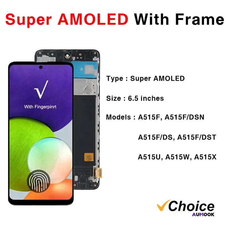 A51 Super AMOLED For Samsung A51 Screen LCD Display Digitizer Assembly Parts SM A515F A515U A515W A515X With Frame Touch Screen - Image 8