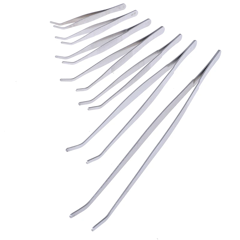 Stainless Multifuctional Steel Elbow Tweezers Aquarium Clear Clip Tool Medical Repair Tools 12.5/14/16/18/20/25/30cm tweezer tool