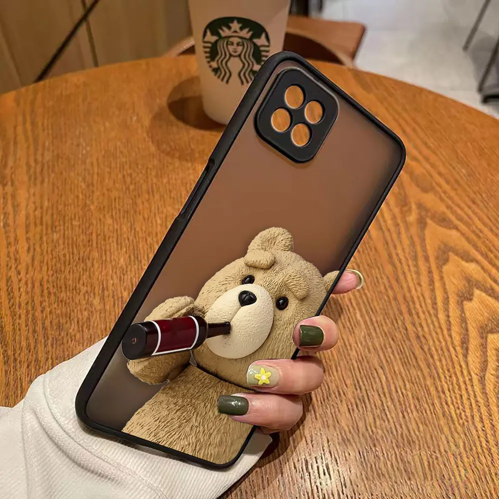 Funda mate para OPPO A97 A96 A95 A94 A93 A92 A78 A74 A73 A72 A57 A55 A54 A53 A17 A16 4G 5G Funda traviesa t-oso de peluche pareja