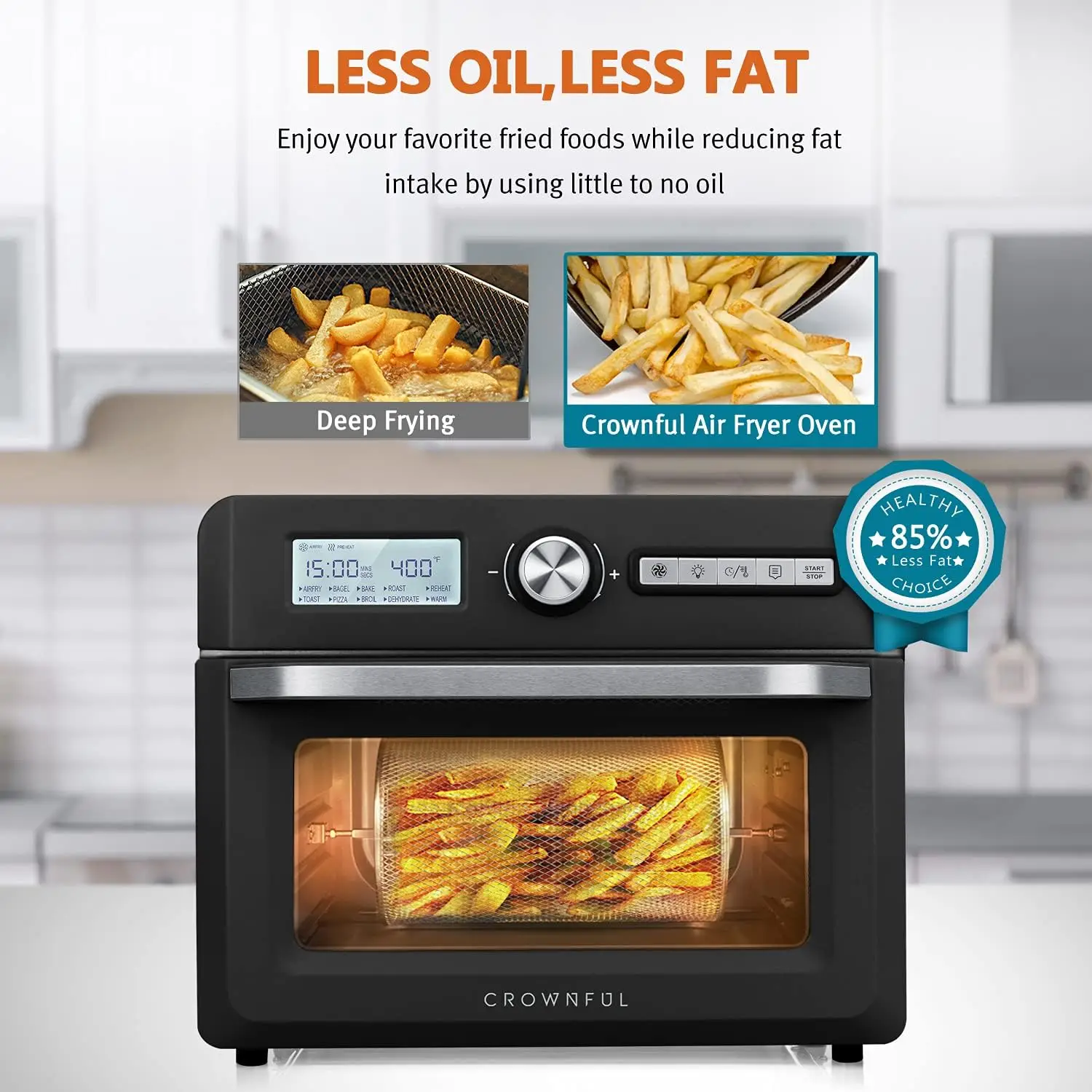 19 Quart Air Fryer Toaster Oven, Convection Roaster with Rotisserie & Dehydrator, 10-in-1 Countertop Oven, Original Rec 4