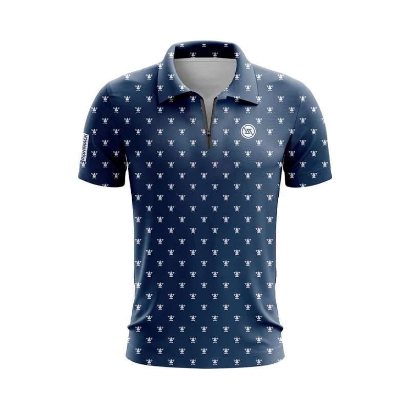 New Zippered Polo Shirt Casual Print Lapel Men's Clothing Outdoor Golf Billiards Bowling RIGHTTRACK Sportswear