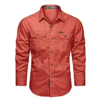 Chemises à manches longues décontractées pour hommes, 2023 coton, chemises militaires de haute qualité, vêtements de marque de mode, chemisier noir, printemps, 100% 5