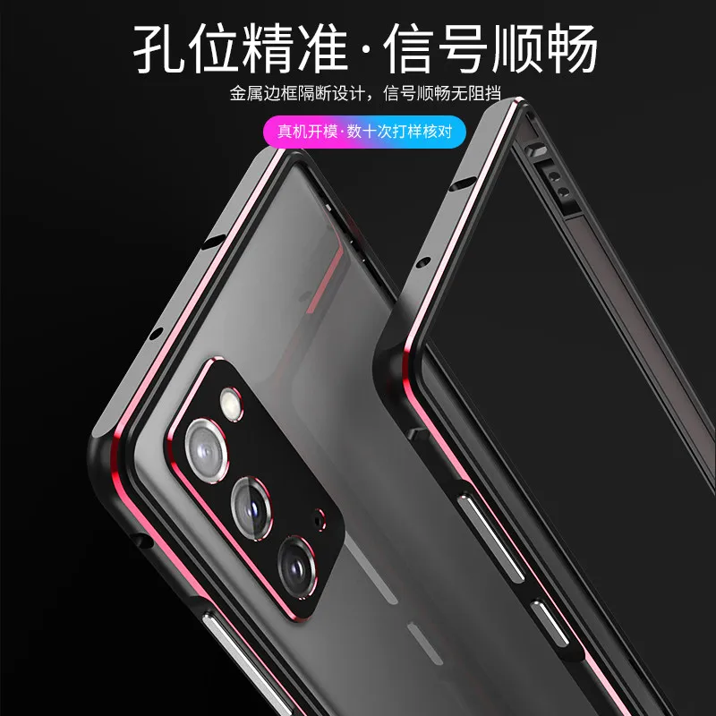 Dropshipping Dual Color Aluminum Metal Bumper For Samsung Galaxy Note20 Note 20 Ultra Cover CASE Lens Carmera+Frame Protector