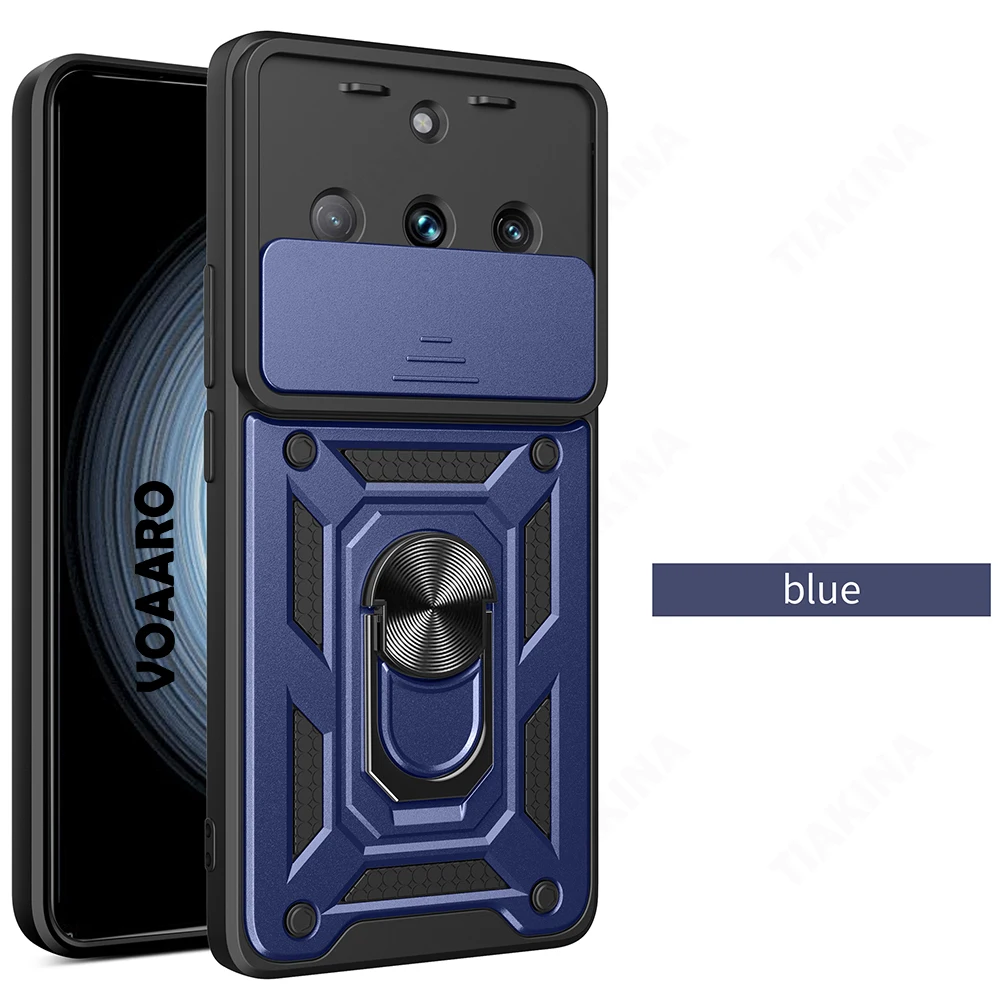 Slide Lens Armor Case with Magnet Ring Stand Holder