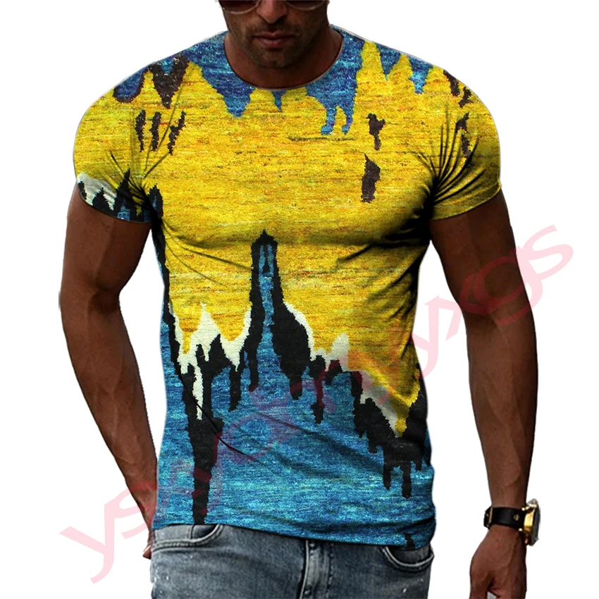 

Summer Carpet Graffiti Pattern Men's T-shirt Hip Hop 3D Print Personality Neck Short Sleeve Fashion Clothes