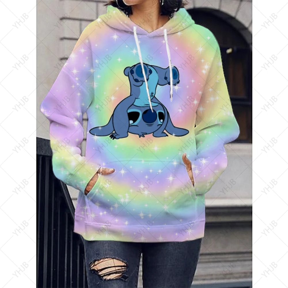 

Disney Stitch Printed Women Hoodies Fashion cartoon Hoody Creativity Pullover Clothing Street Loose Sweatshirts Women'S Top
