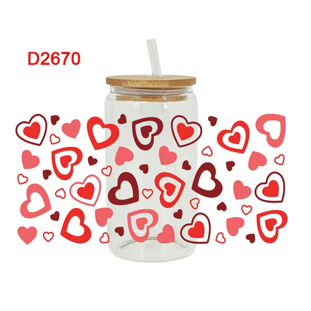 Valentine's Day Love UV DTF Libbey Cup Wrap Iron On Transfer For Glass  Stickers 16oz D2651 - AliExpress