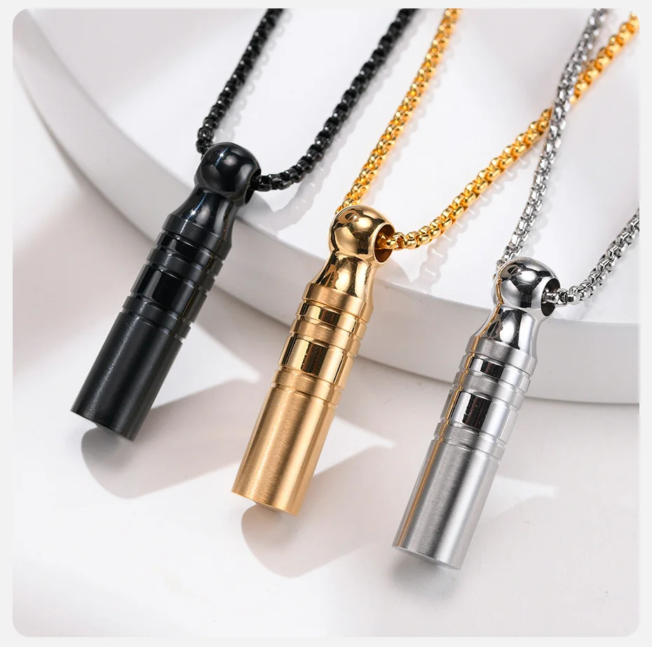 Vnox Herren Urnen-Anhänger-Halskette für Asche, Aschefläschchen-Zylinder aus Edelstahl, Parfümhalter-Halsband, Andenken-Geschenke – Detail 6