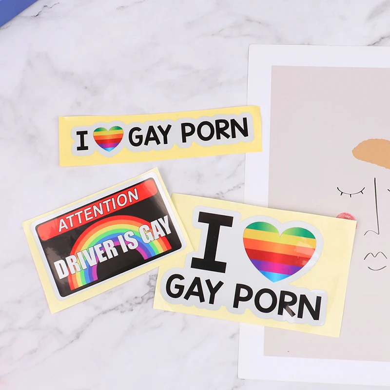 Reflective I Love Gay Porn Humorous Car Decal Sticker