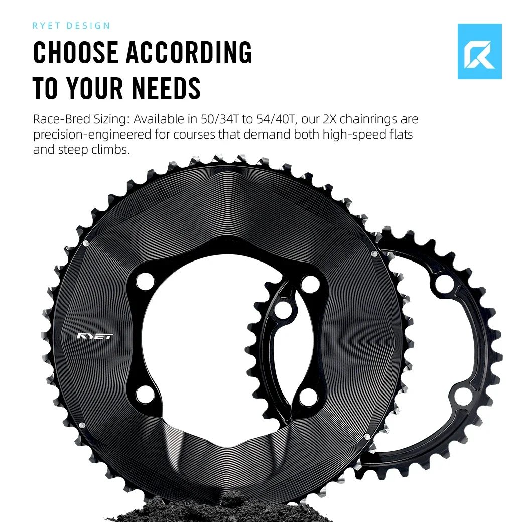 RYET Aero Road Bike Chainring 50-34T 52-36T 54-40T for Shimano Dura-Ace ...