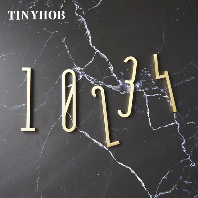 7cm Golden Brass Letters and Numbers Wall Decor Villa Hotel Door Plates Figures Dormitory Home Office Number DIY