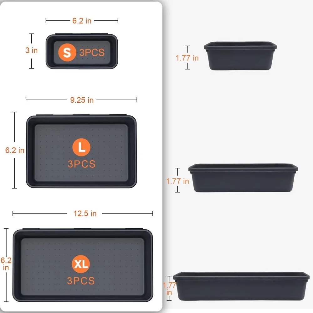 9PCS Tool Box Organizer Tray Toolbox Desk Drawer Organizer Tool Box Tray Toolbox Organization Storage for Rolling Chest