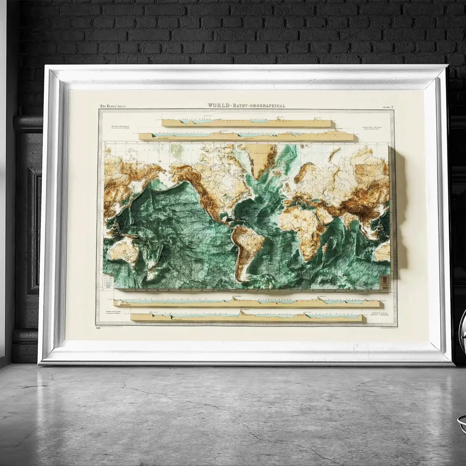 Mappa Del Mondo-Indagine Ordnance Del Mondo 1922 Stampa Mappa Di Rilievo Vintage Con Stampa Mappa Di Rilievo Vintage Illusion 3D