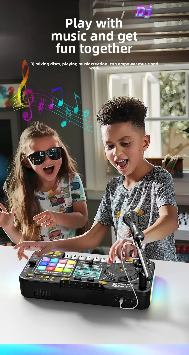 Multifunctional Simulation Dj Player Controller Electronic Dj Mixer Organ Musical Instruments With Microphones 16 Multifunctional Simulation Dj Player Controller Electronic Dj Mixer Organ Musical Instruments With Microphones