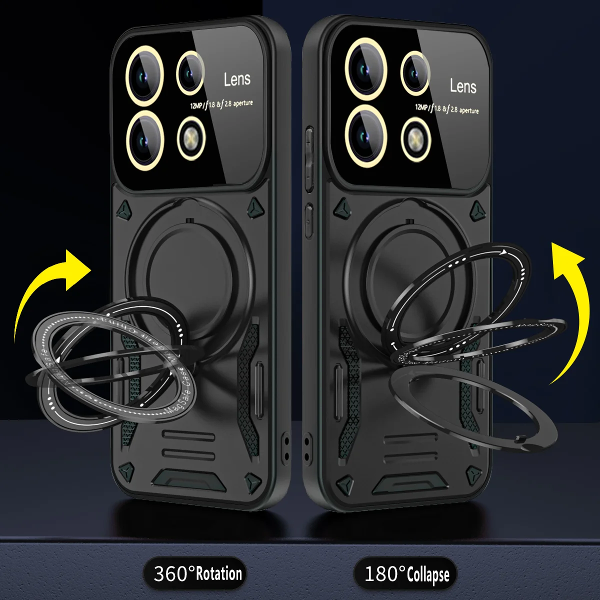 Luxury Armor Magsafe Wireless Charging Case For Redmi Note13 Pro Plus Note 13 4G 5G Magnetic Ring Bracket Bumper Cover