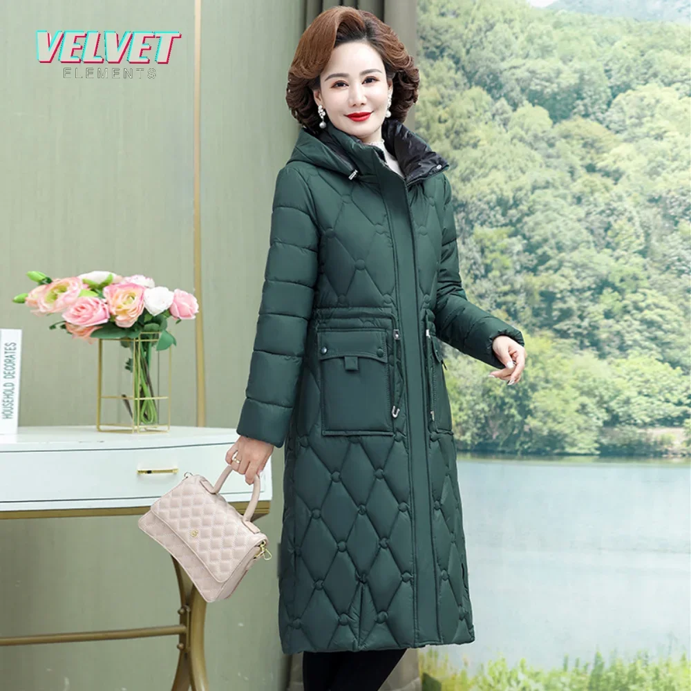 VE Women's Winter Coats Hooded 2023 New Middle-aged and elderly Padded Jackets for Women gift for mom Warm Slim Winter Overcoat
