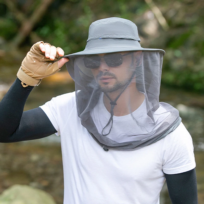 Unisex Anti Mosquito Insect Bucket Hat Summer Outdoor Jungle Farm Fishing  Sun Hat Men Breathable Mesh Full Face Protection Net - AliExpress