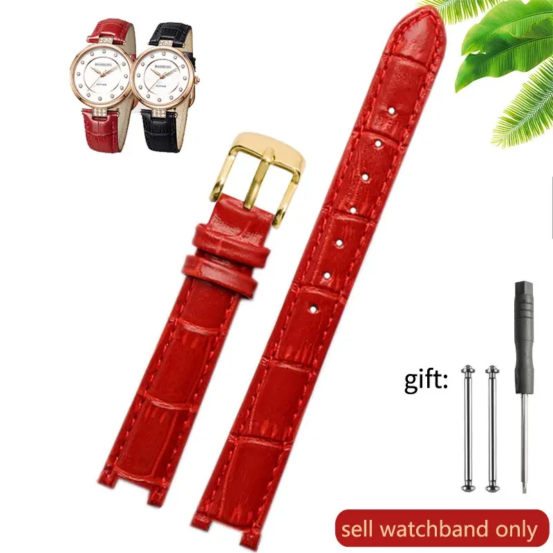 thumbnail image 1 of Correa de reloj de cuero genuino con patrón de bambú y burbujas para mujer Folli Follie, correa de reloj de cuero cóncavo para mujer de 16 mm, 1 of 5