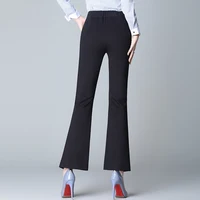 2025 Black Slim Stretch Flared Pants for Women in Spring and Autumn High Waist and Slim Flared Pants Thin Split Flared Pants in - Image 2