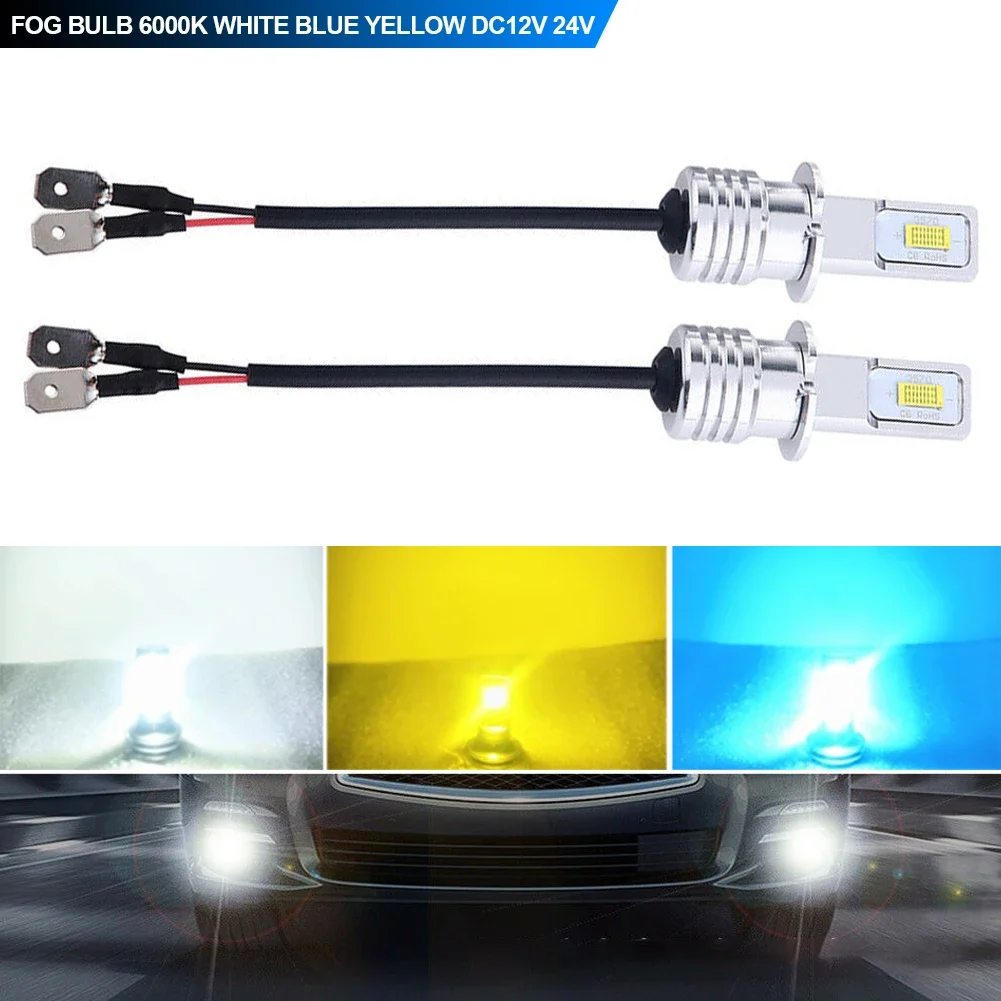 2Pcs H3 LED 헤드라이트 전구 LED H3 자동차 조명 안개등1:1 크기 복제 교체 할로겐 램프 80W 12V 24V 자동차 램프